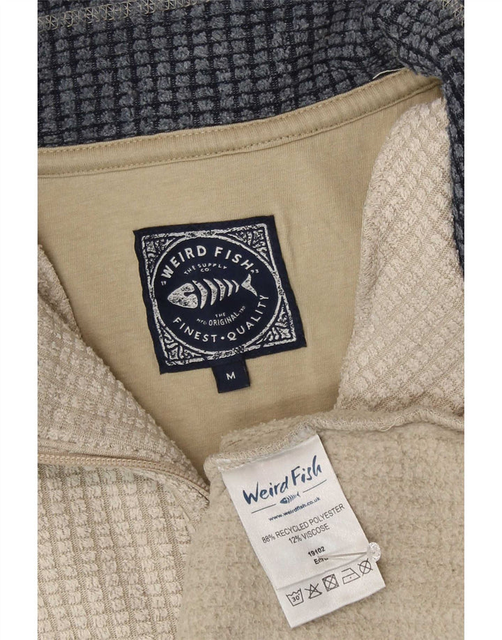 Weird Fish Maglione in pile da uomo con zip e collo, beige medio, poliestere