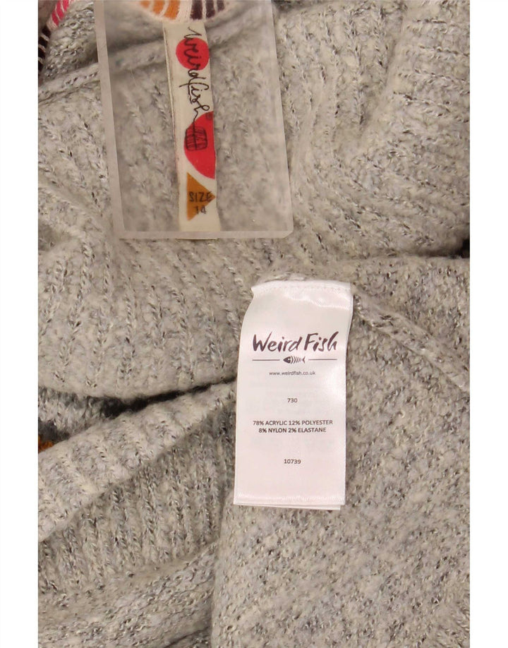 Maglione maglione collo alto da donna Weird Fish UK 14 Large Grey Fair Isle