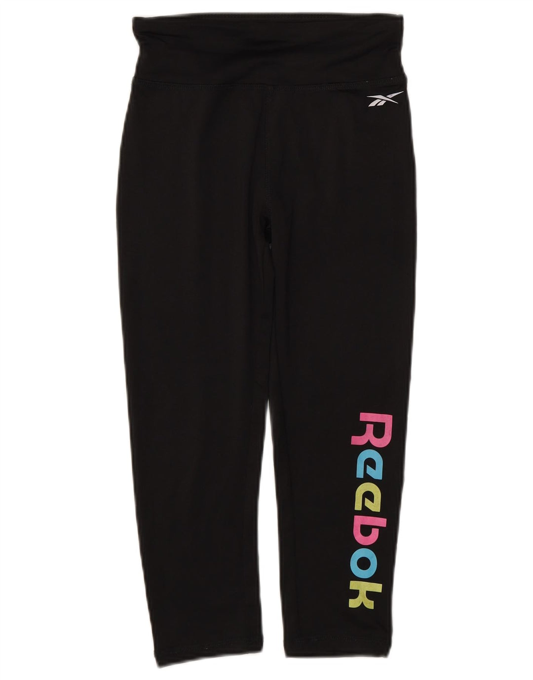 Leggings Reebok Capri Graphic per ragazze 10-11 anni in poliestere nero