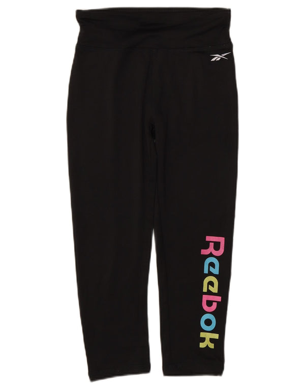 Leggings Reebok Capri Graphic per ragazze 10-11 anni in poliestere nero