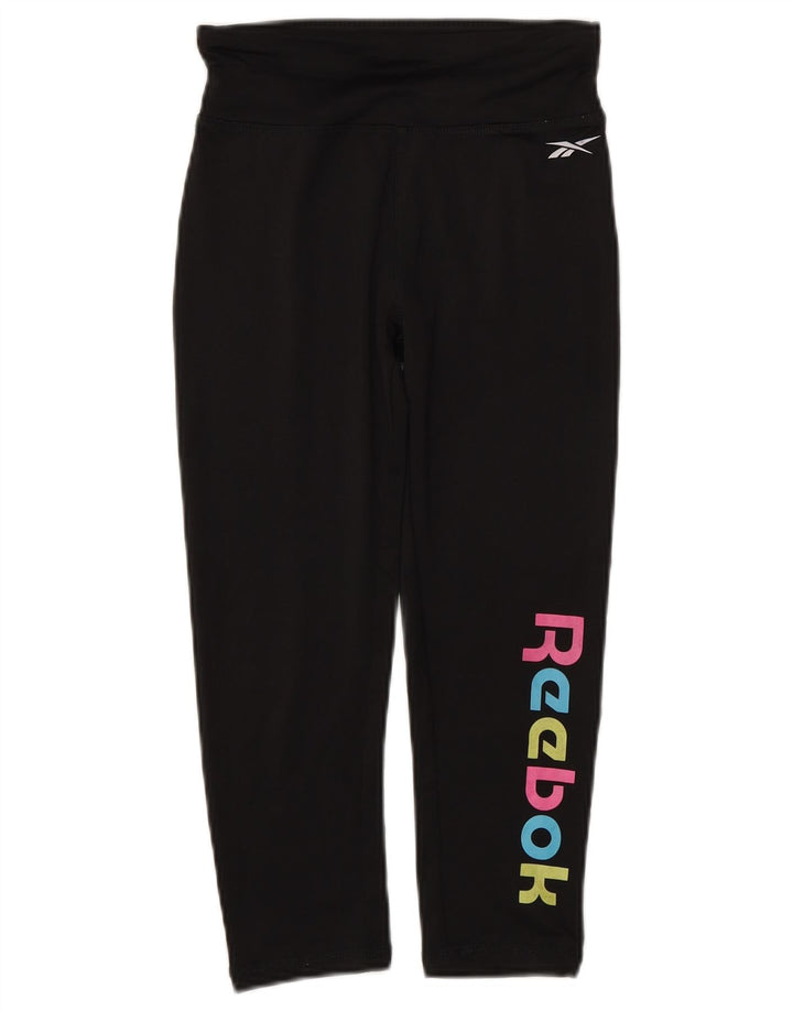 Leggings Reebok Capri Graphic per ragazze 10-11 anni in poliestere nero