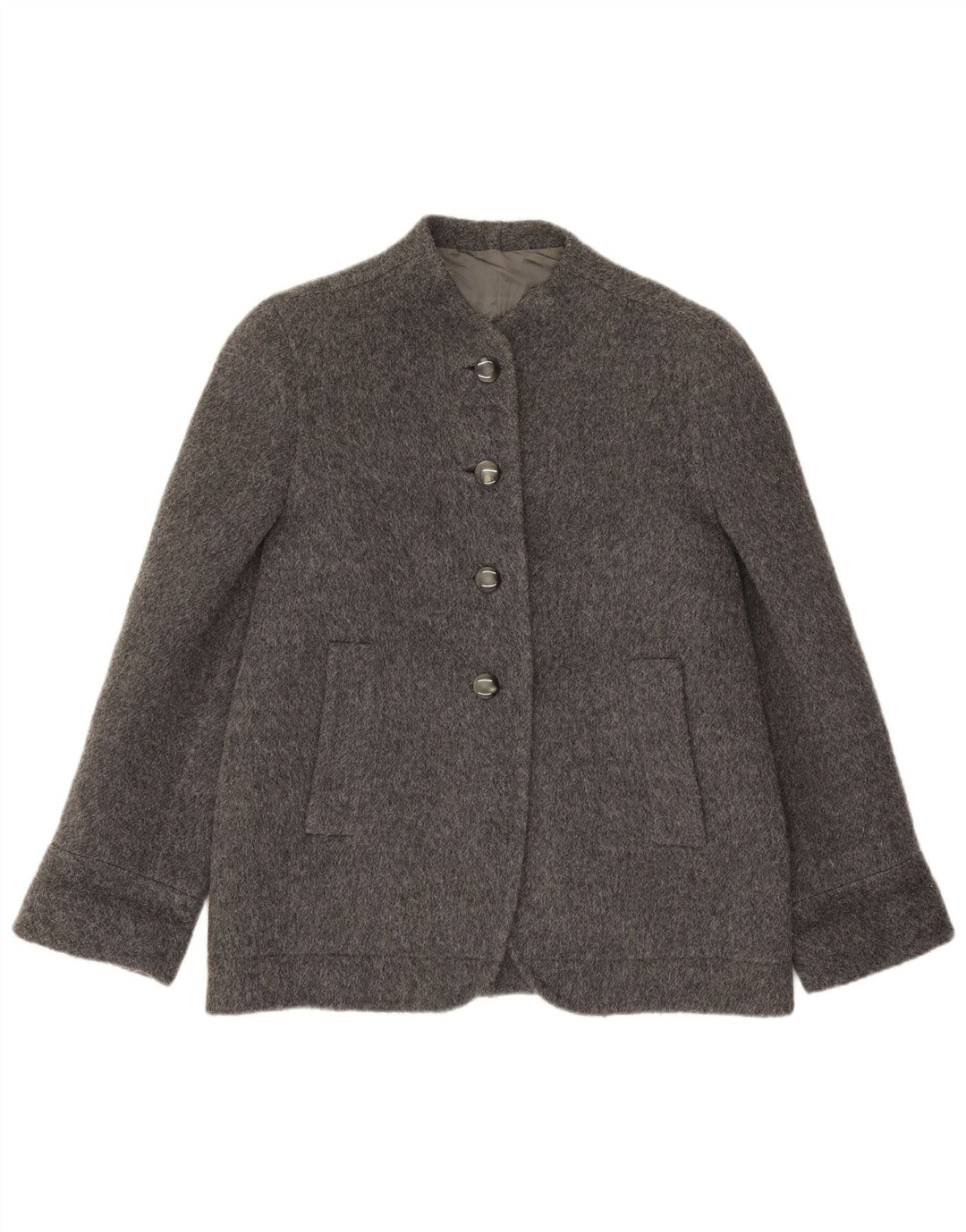 Giacca blazer vintage da donna a 4 bottoni UK 14 grande grigia