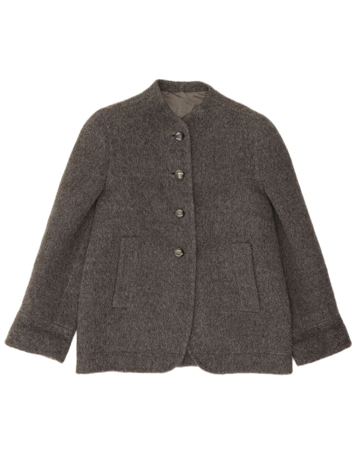 Giacca blazer vintage da donna a 4 bottoni UK 14 grande grigia