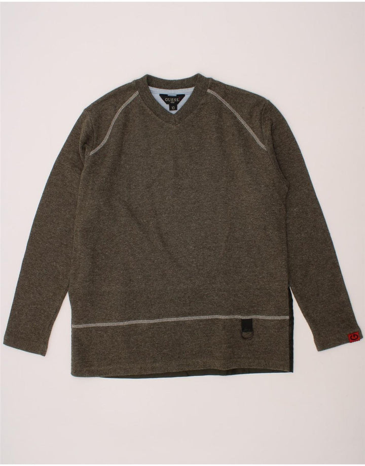GUESS Boys Sweatshirt Jumper 9-10 Years Grey Acrylic Vintage Guess and Second-Hand Guess from Messina Hembry 