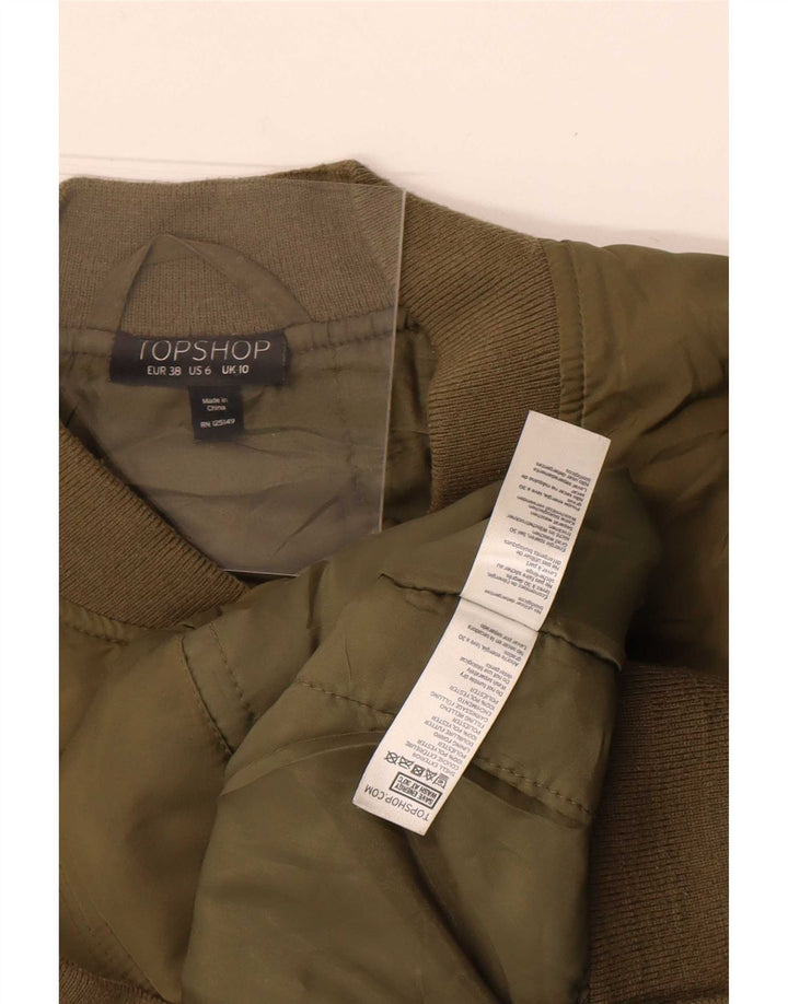 Giubbotto bomber da donna Topshop UK 10 piccolo poliestere kaki