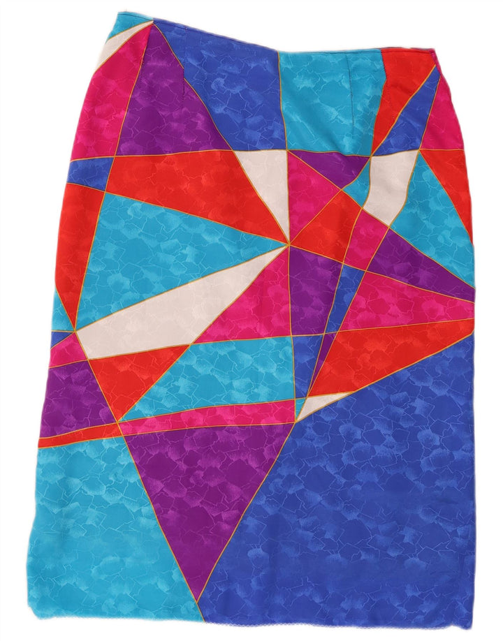 Gonna dritta da donna vintage W30 media multicolore geometrica
