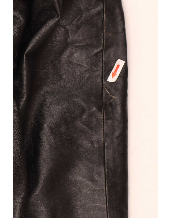 Giacca in pelle oversize con cappuccio da donna vintage IT 44 Medium Black