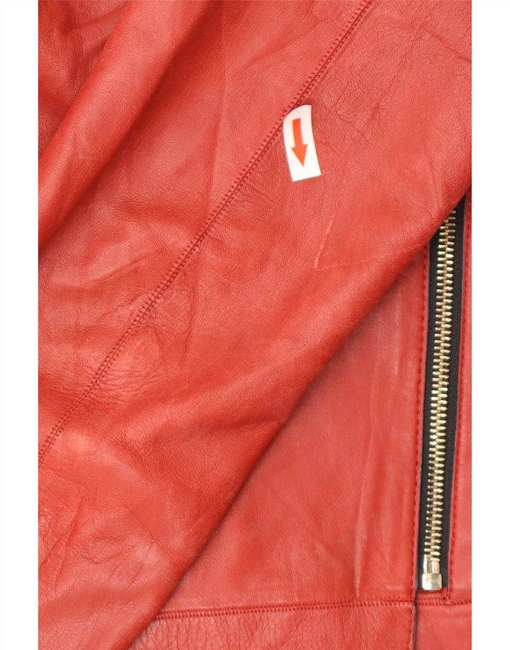 Giacca da motociclista in pelle da uomo Massimo Dutti UK 36 piccola pelle rossa
