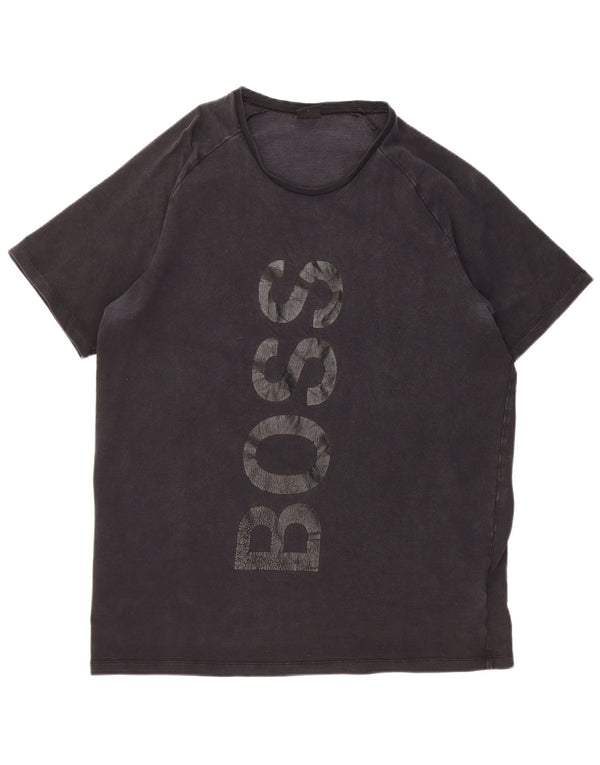 T-shirt grafica da uomo Hugo Boss Top grande in lyocell nero