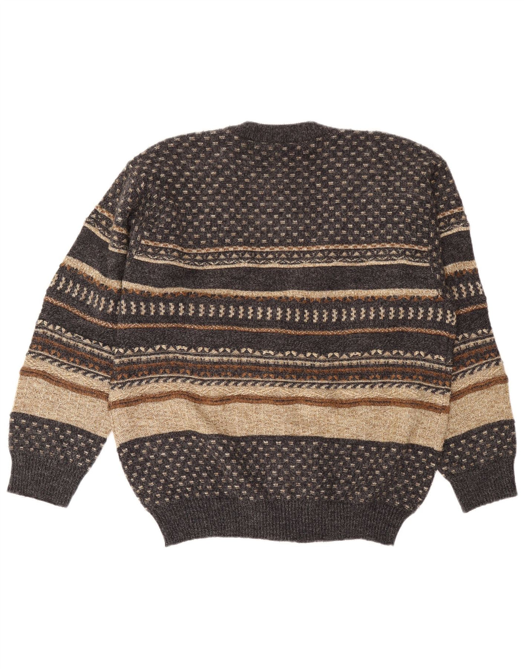 Maglione cardigan da uomo VINTAGE XL in lana a righe grigie