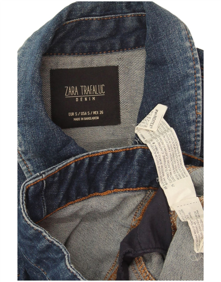 Giacca corta in denim da donna Zara UK 10 piccola in cotone blu