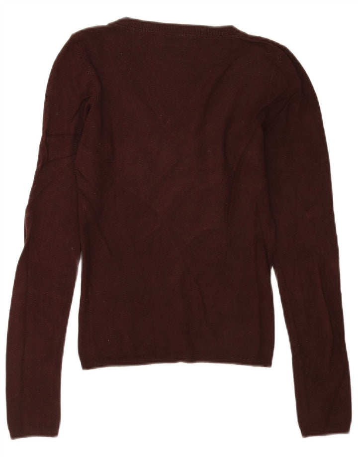 Maglione Zara da donna con scollo a V UK 10 piccolo rayon marrone