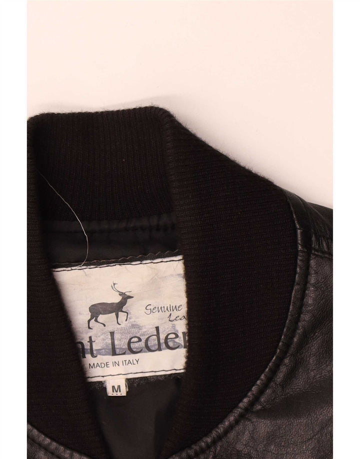 Giacca in pelle bomber da uomo vintage UK 38 in pelle nera media