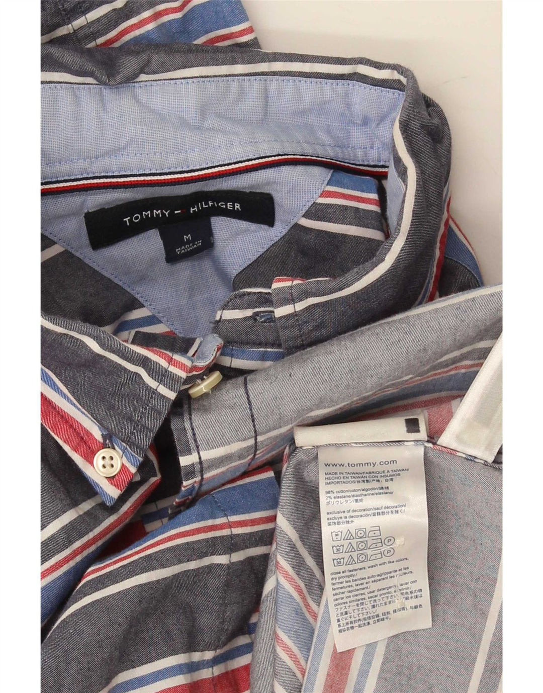 Camicia da uomo Tommy Hilfiger in cotone a righe blu medio