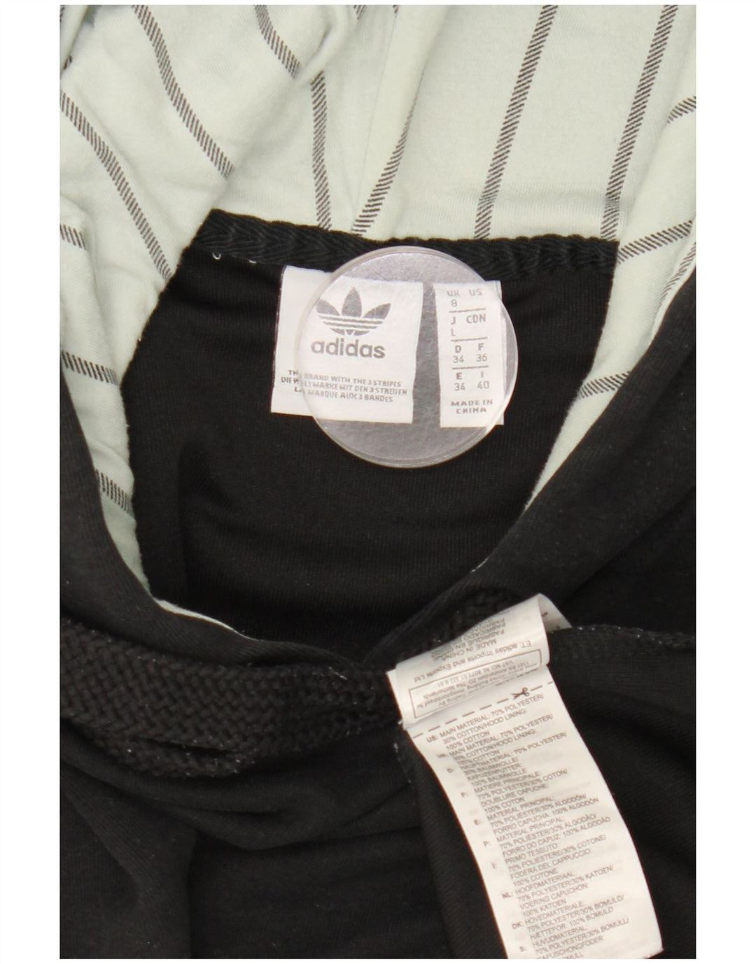 Maglione con cappuccio oversize corto da donna Adidas UK 8 piccolo poliestere nero
