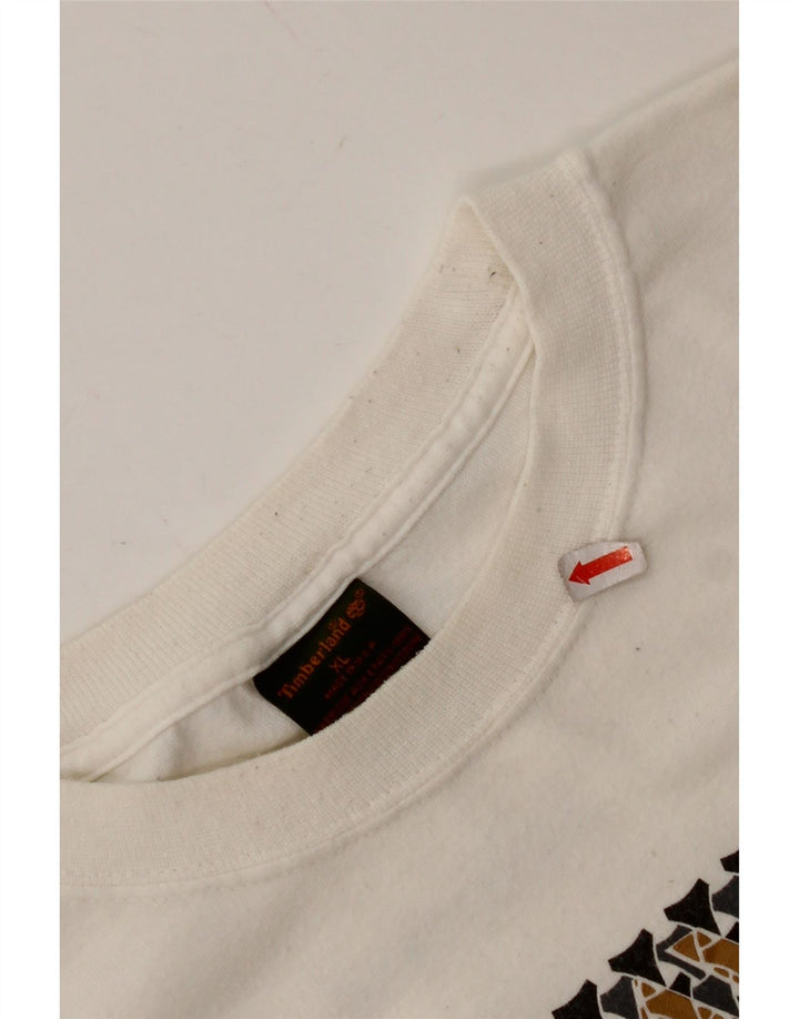 TIMBERLAND Mens Graphic Top Long Sleeve XL White Cotton