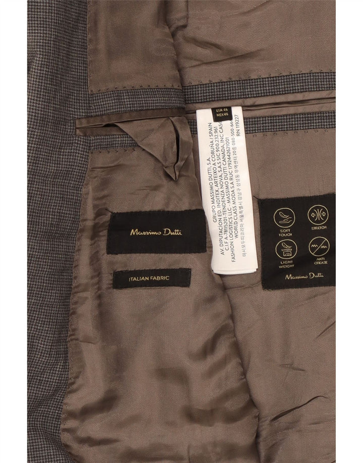 Giacca blazer da uomo a 2 bottoni Massimo Dutti US 46 XL lana a quadri grigia