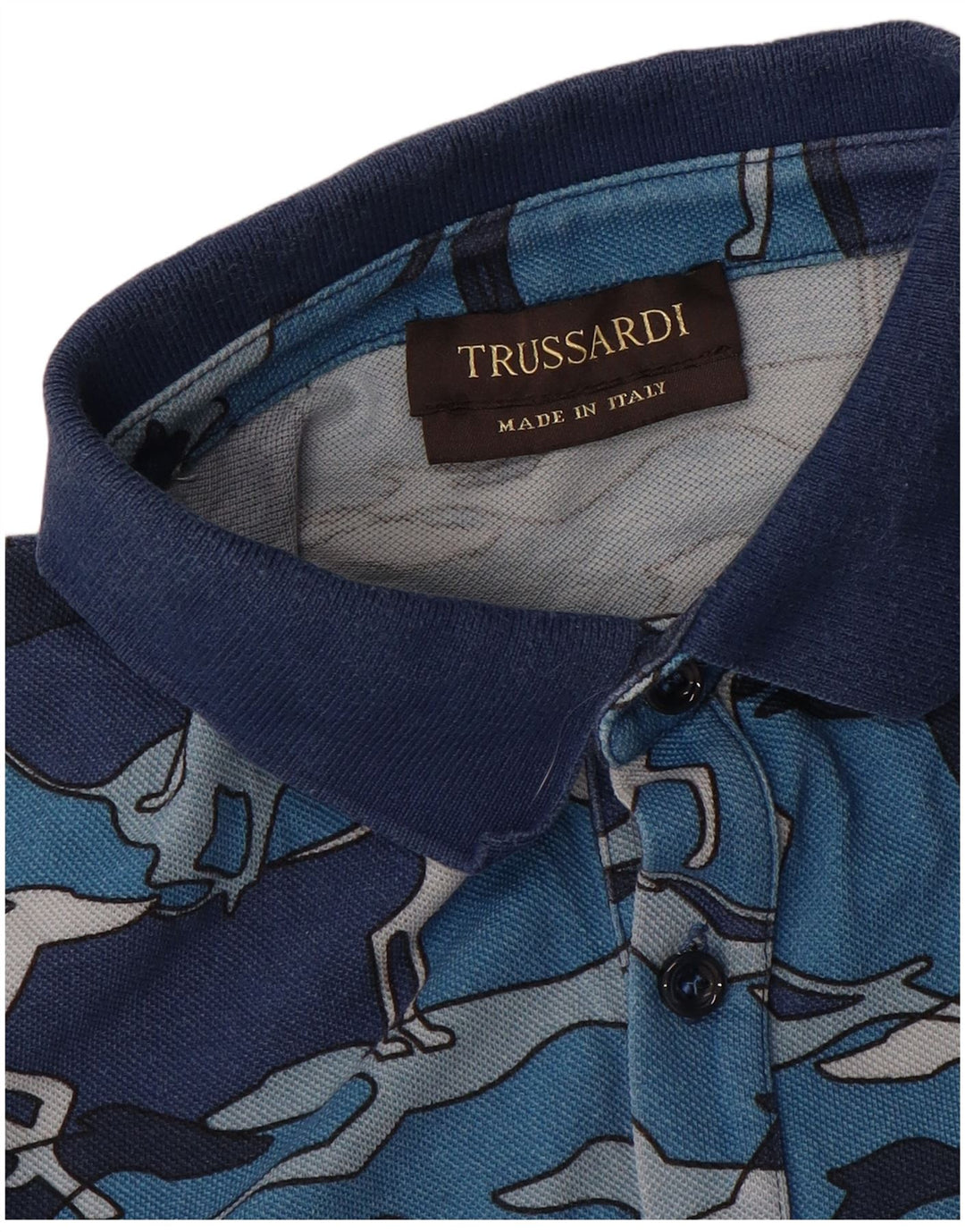 Polo Uomo TRUSSARDI Blu Medio Stampa Animalier