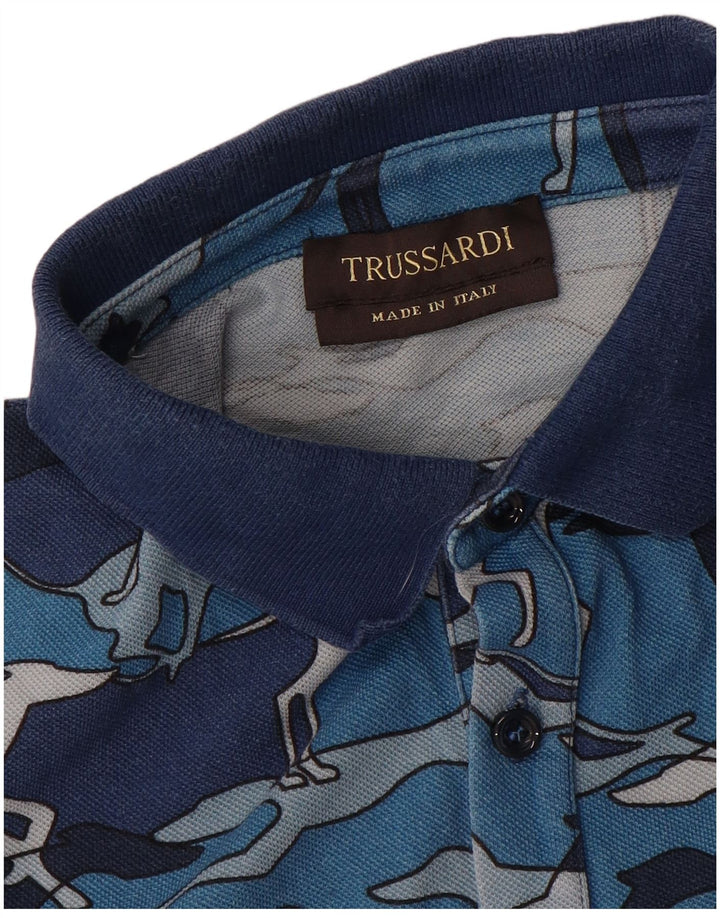 Polo Uomo TRUSSARDI Blu Medio Stampa Animalier
