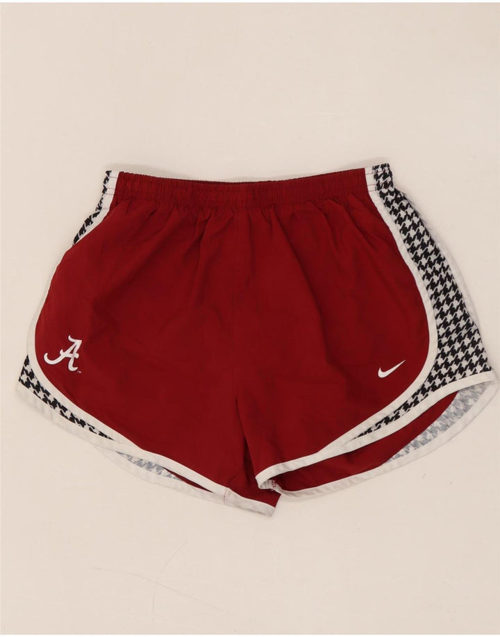 NIKE Pantaloncini sportivi grafici Dri Fit da donna UK 12 Medium Maroon Pied de poule