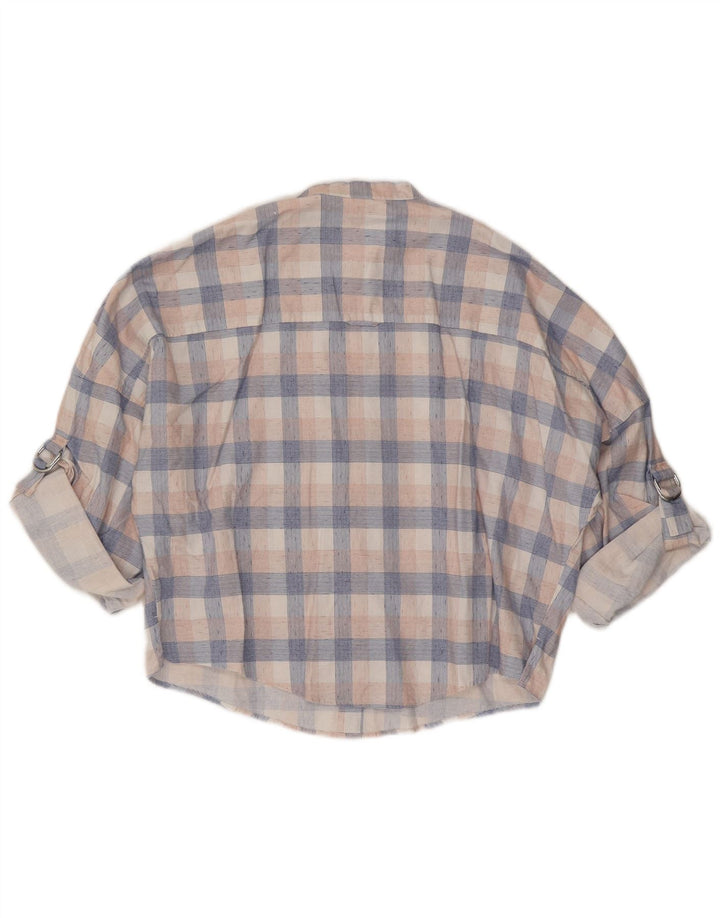 Hugo Boss Camicia oversize da donna con maniche a 3/4 UK 8 Piccolo lino a quadri blu