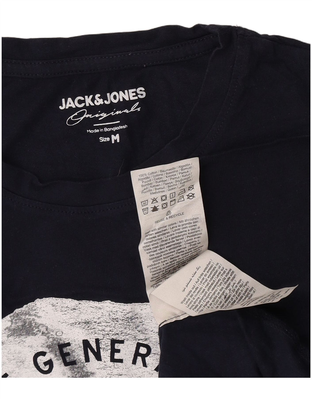 T-shirt grafica da uomo Jack & Jones Top in cotone blu navy medio