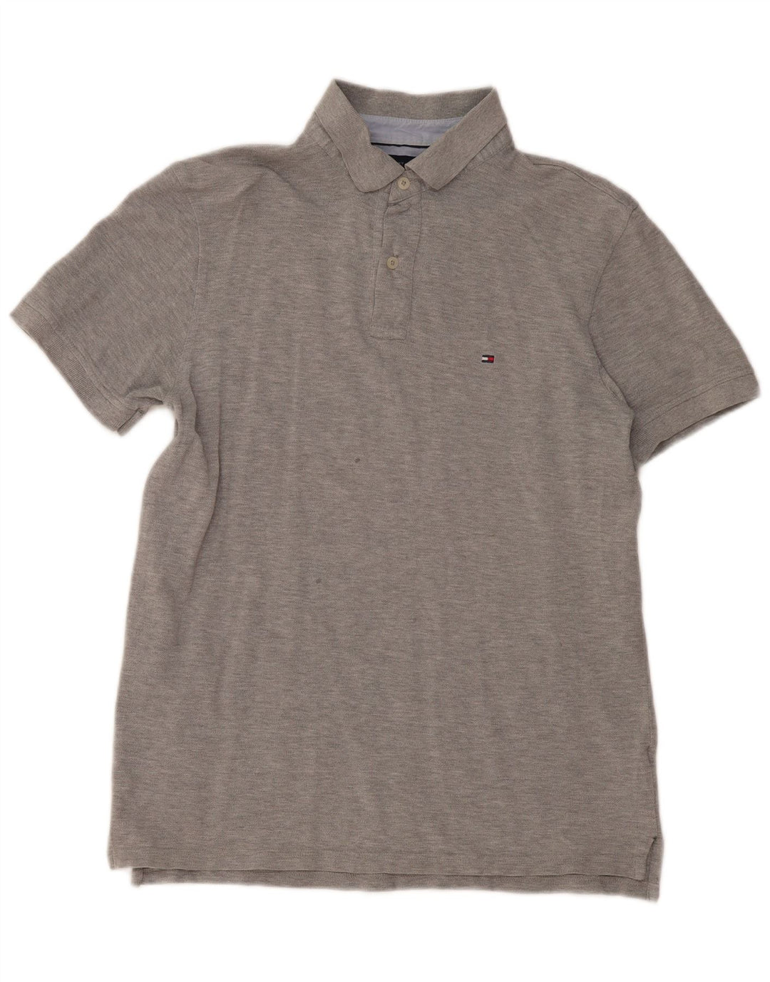 Polo da uomo Tommy Hilfiger in cotone chiazzato grigio medio