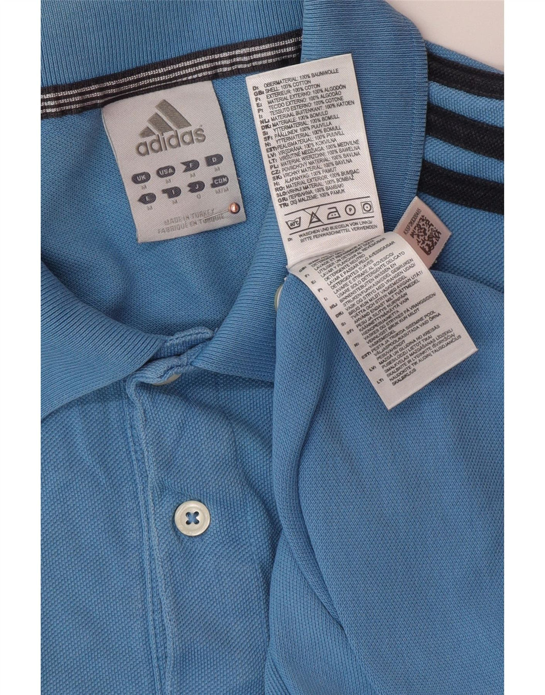 Polo ADIDAS da uomo in cotone blu medio