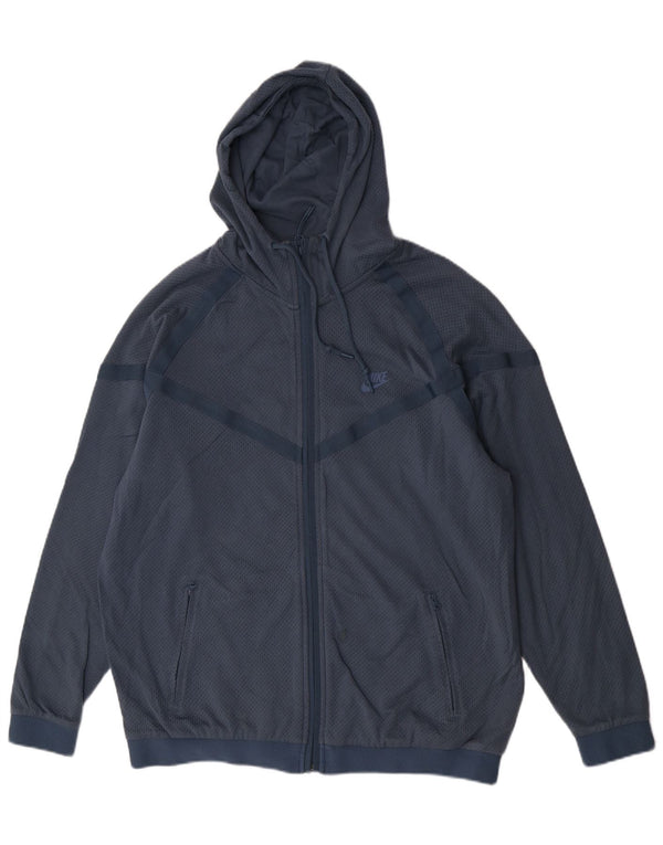 Felpa con cappuccio e zip da uomo Nike 2XL cotone blu navy