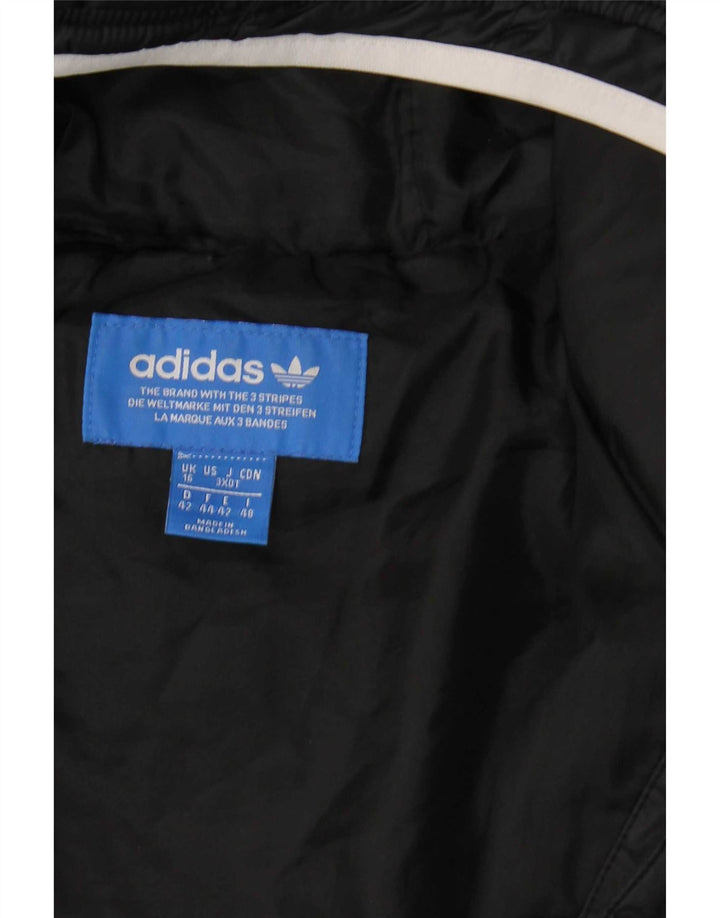 Giacca imbottita con cappuccio da donna Adidas UK 16 grande poliestere nero