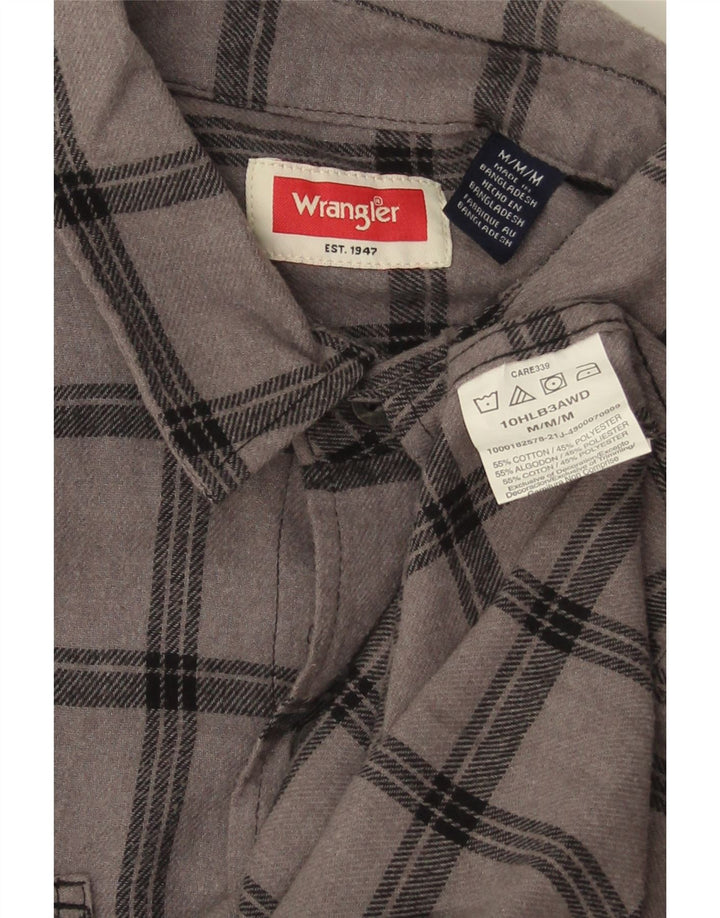 Camicia da uomo in flanella Wrangler in cotone a quadri grigio medio
