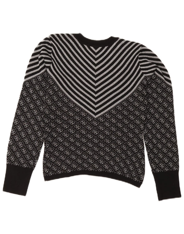 Maglione maglione girocollo da donna GUESS UK 6 XS poliestere nero Chevron