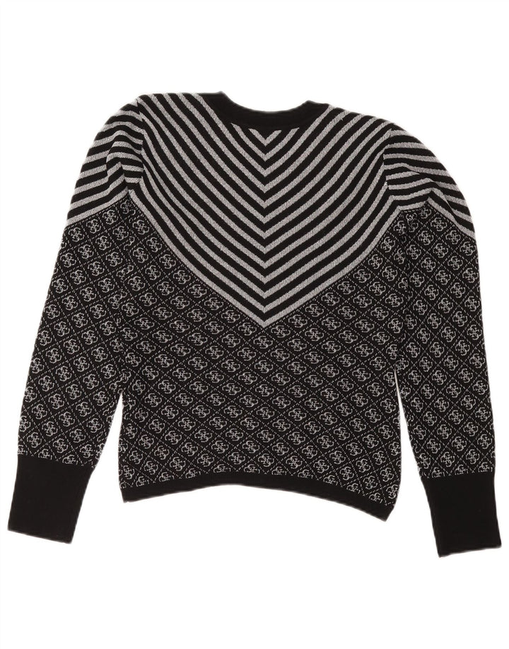 Maglione maglione girocollo da donna GUESS UK 6 XS poliestere nero Chevron