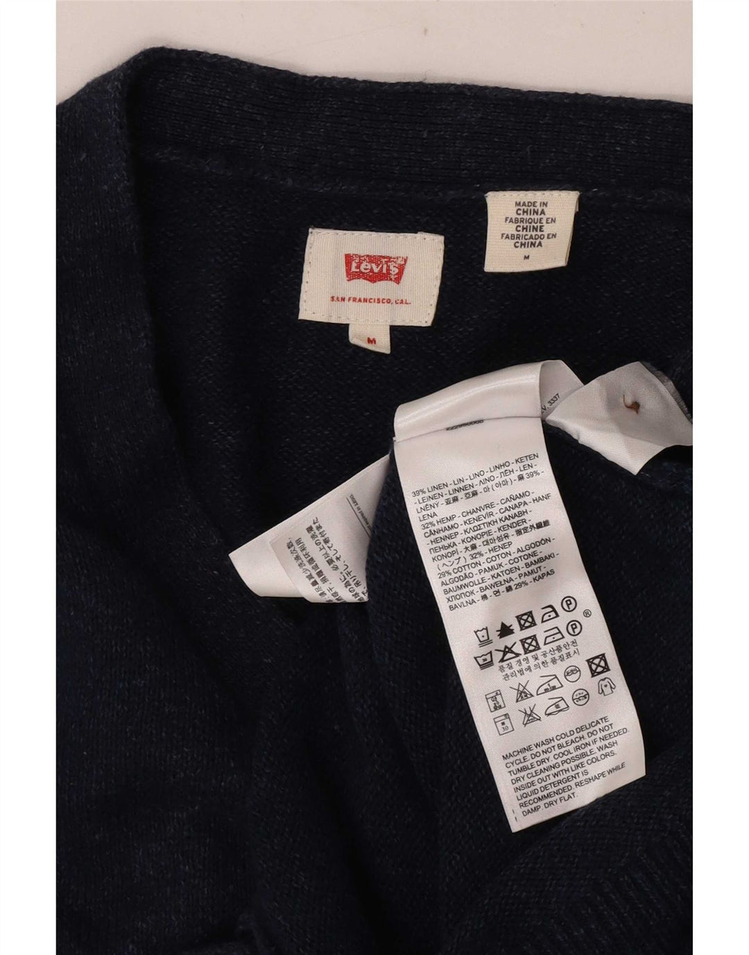 Maglione cardigan da uomo Levi's lino medio blu navy
