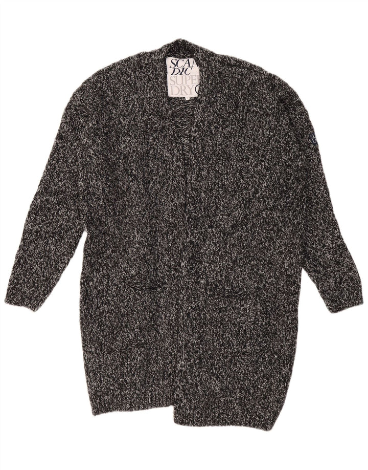 Maglione cardigan lungo oversize da donna SUPERDRY UK 18 XL grigio chiazzato