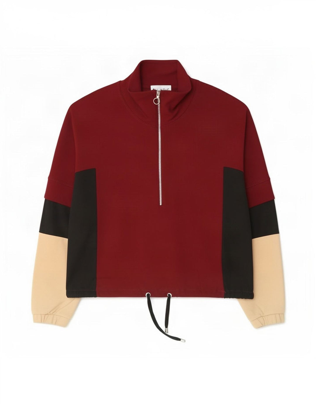 Top da tuta da donna Zara con collo e zip, taglia UK 14, bordeaux medio