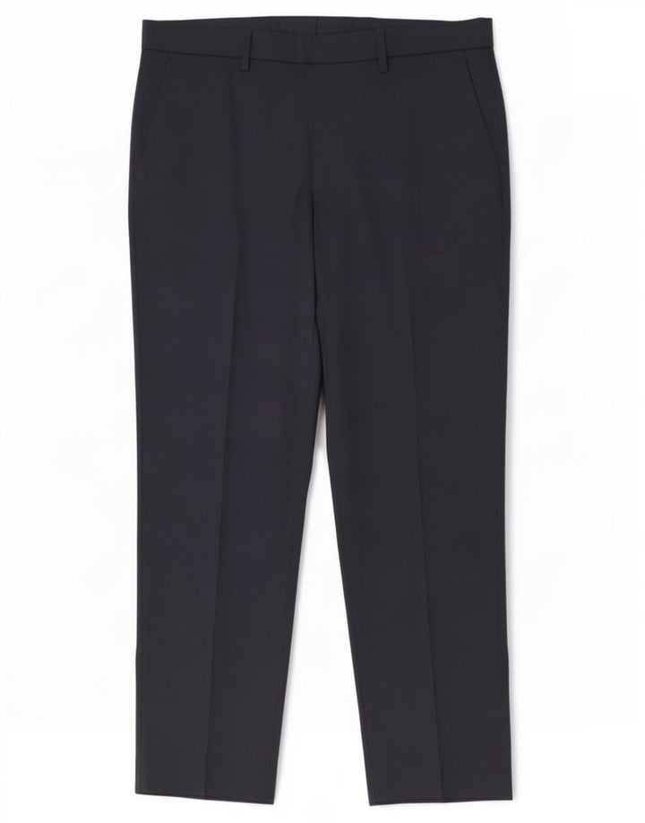 Pantaloni da abito regolari da uomo Marks & Spencer W36 L31 poliestere blu navy