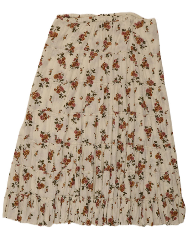 Gonna a strati a vita alta da donna vintage W36 XL floreale bianca