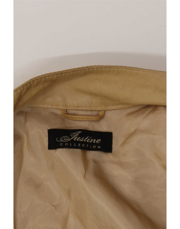 Giacca in pelle da donna vintage IT 42 Beige medio Colourblock