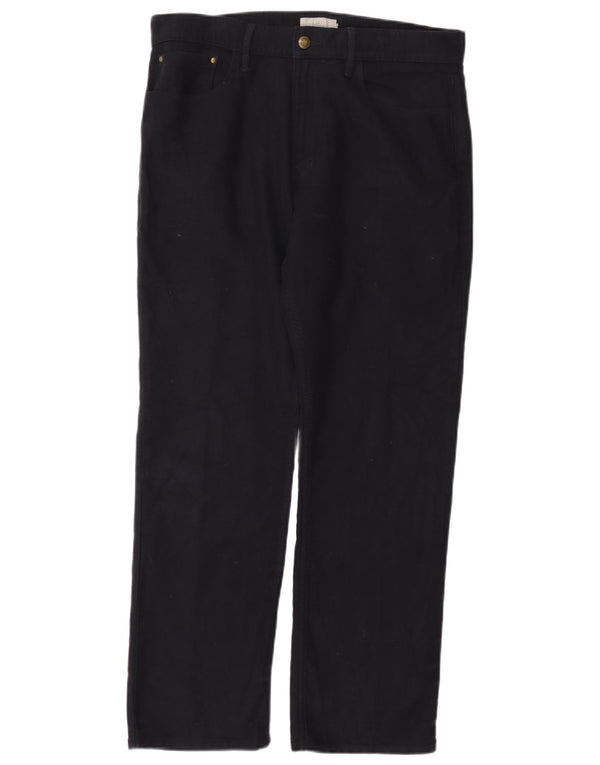 Pantaloni casual dritti regolari da uomo Marks & Spencer W34 L29 Blu Navy