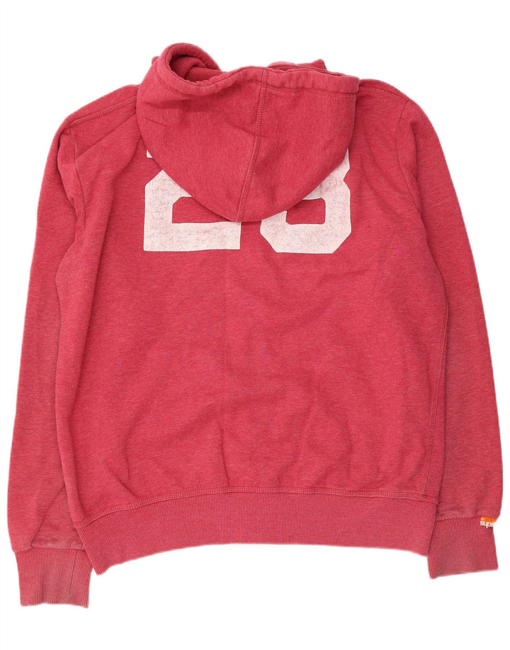 Maglione con cappuccio e zip grafica da uomo SUPERDRY 2XL in cotone rosso