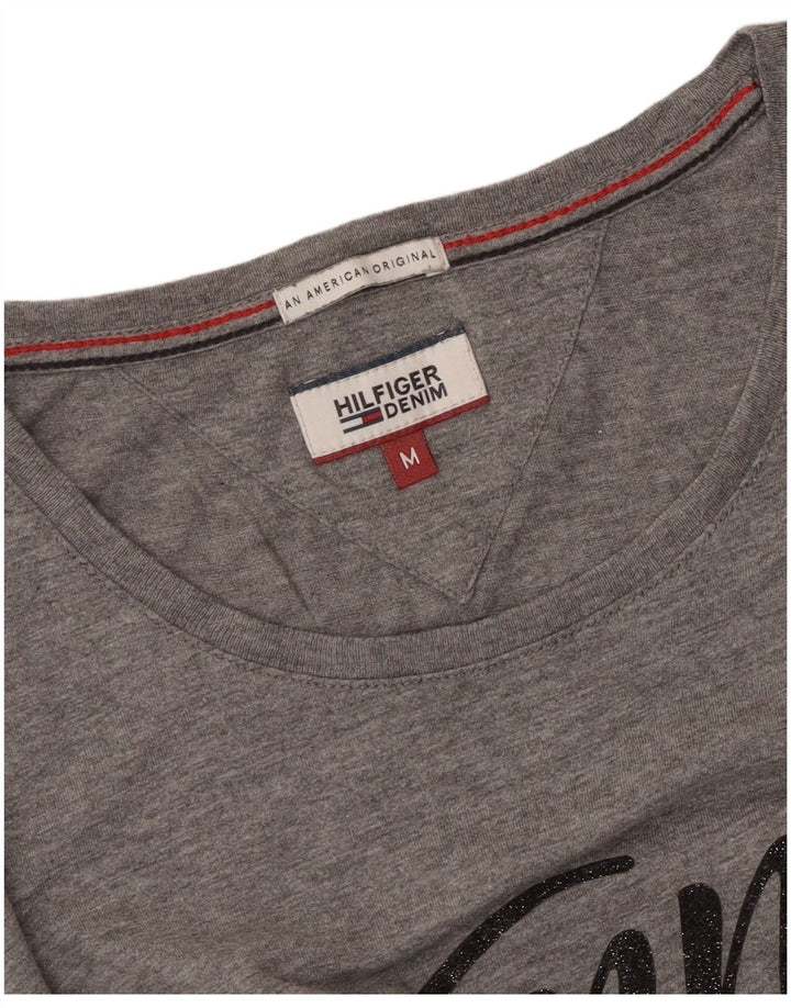 T-shirt grafica da donna Tommy Hilfiger Top UK 14 Grigio medio