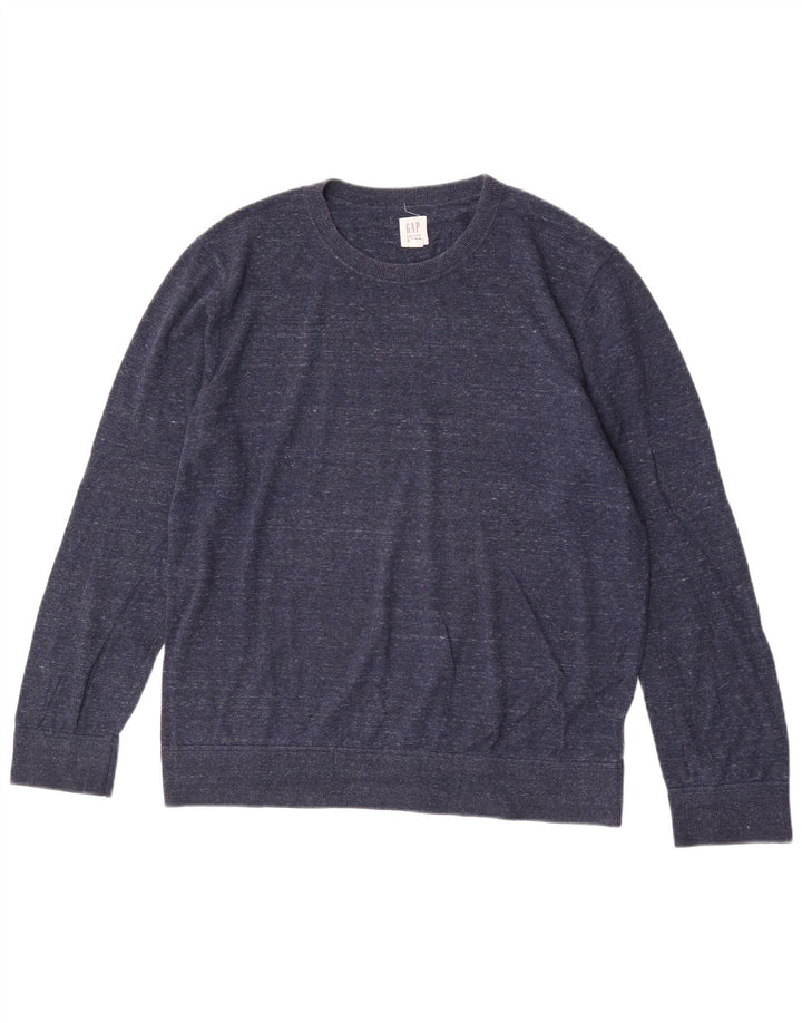 Maglione maglione girocollo da uomo Gap grande cotone screziato blu navy