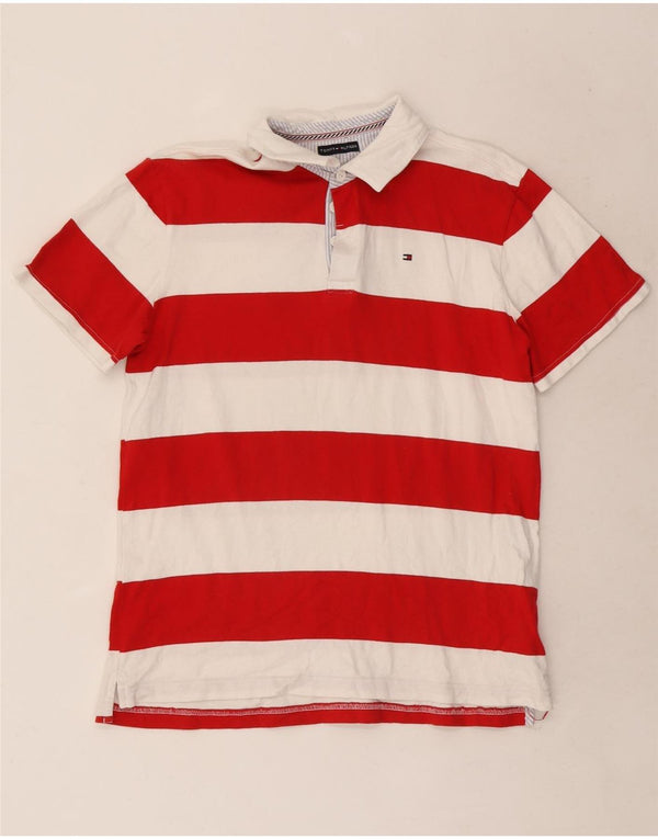 Polo da rugby grafica da uomo Tommy Hilfiger in cotone a righe rosse medie