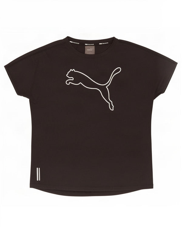 Puma T-shirt grafica da donna Top UK 16 Large Nero Poliestere