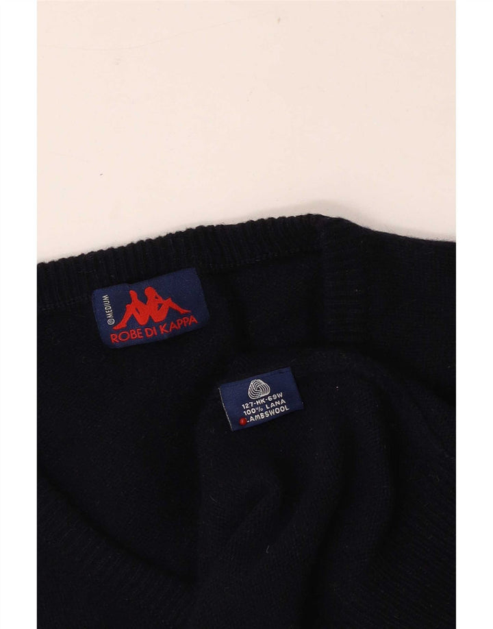 Maglione Kappa da uomo con scollo a V, lana d'agnello medio blu navy