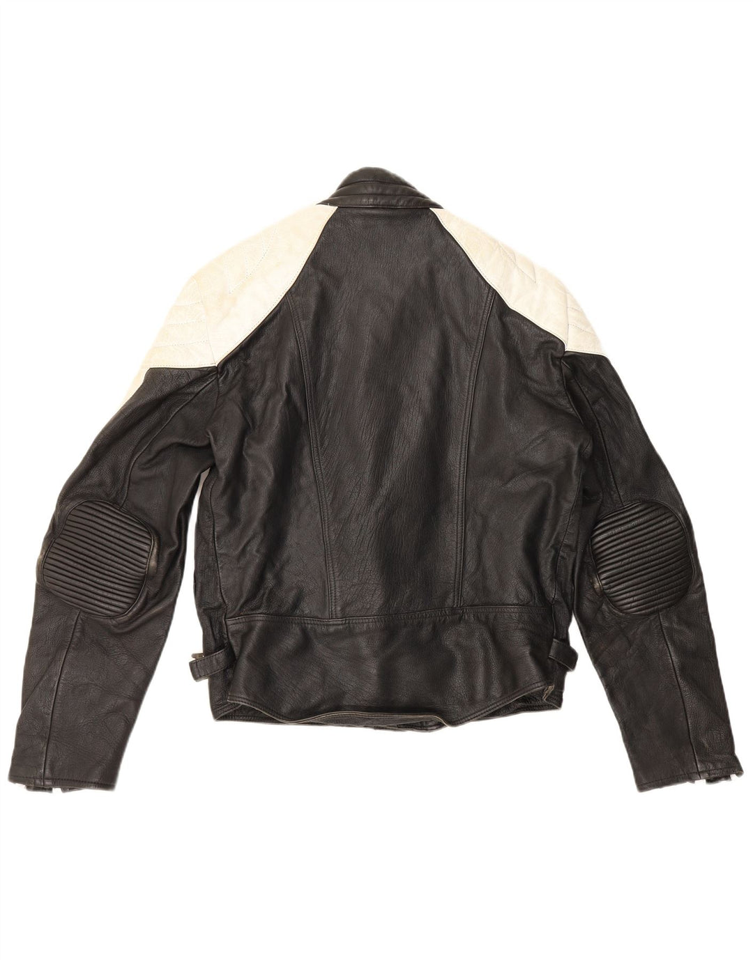 Giacca da pilota in pelle vintage da uomo UK 38 color block medio nero