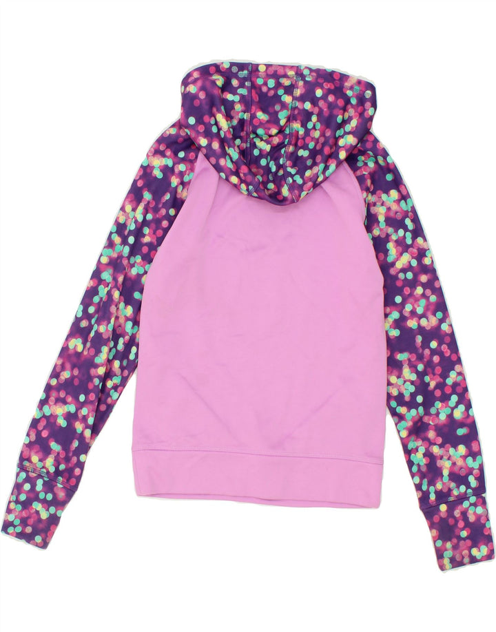 REEBOK Girls Hoodie Jumper 7-8 Years Medium Pink Polka Dot Polyester Vintage Reebok and Second-Hand Reebok from Messina Hembry 