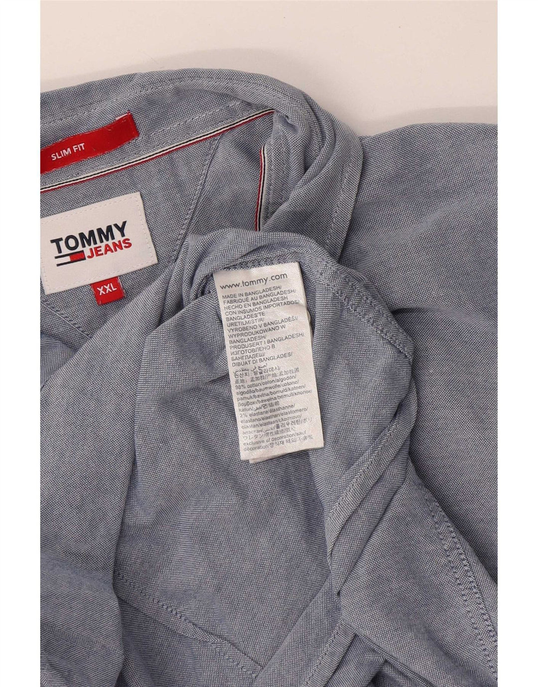 Camicia slim fit da uomo Tommy Hilfiger 2XL cotone blu