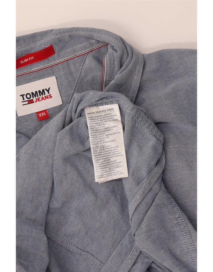 Camicia slim fit da uomo Tommy Hilfiger 2XL cotone blu